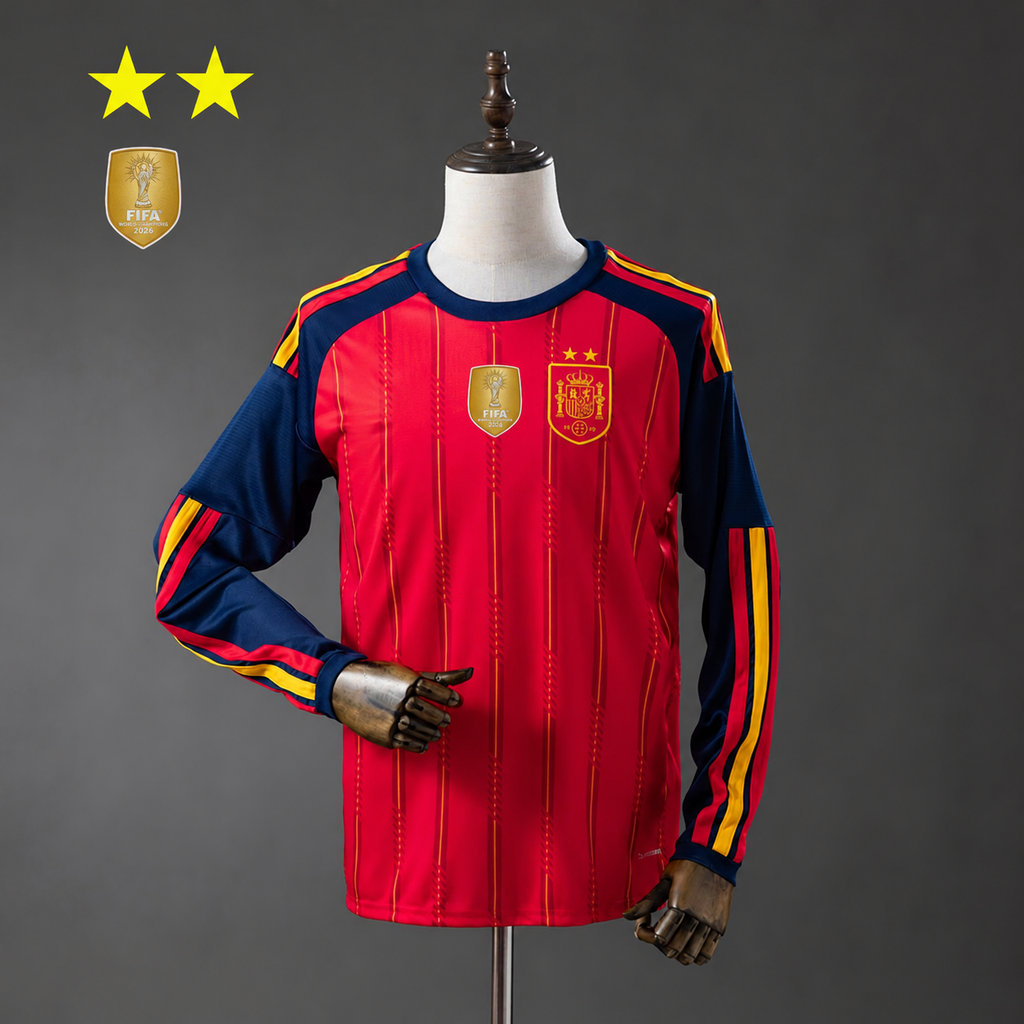 Spain 2026 Home 2-Star Champion Edition Long Sleeve